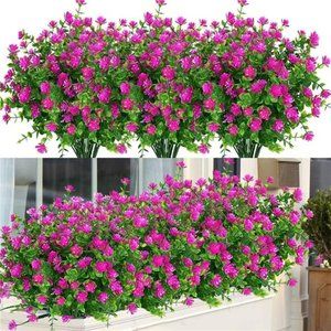 6 Bundles Outdoor Artificial Flowers UV Resistant Fake Boxwood Plants Faux